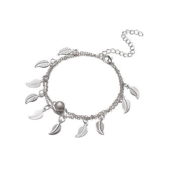 Delicate Silver Leaf Anklet - Picture 1 of 1
